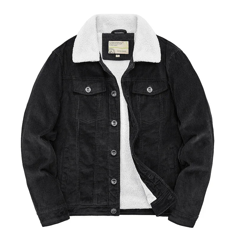 Men's Sherpa-Lined Jacket | Vintage Suede | Winter - Black