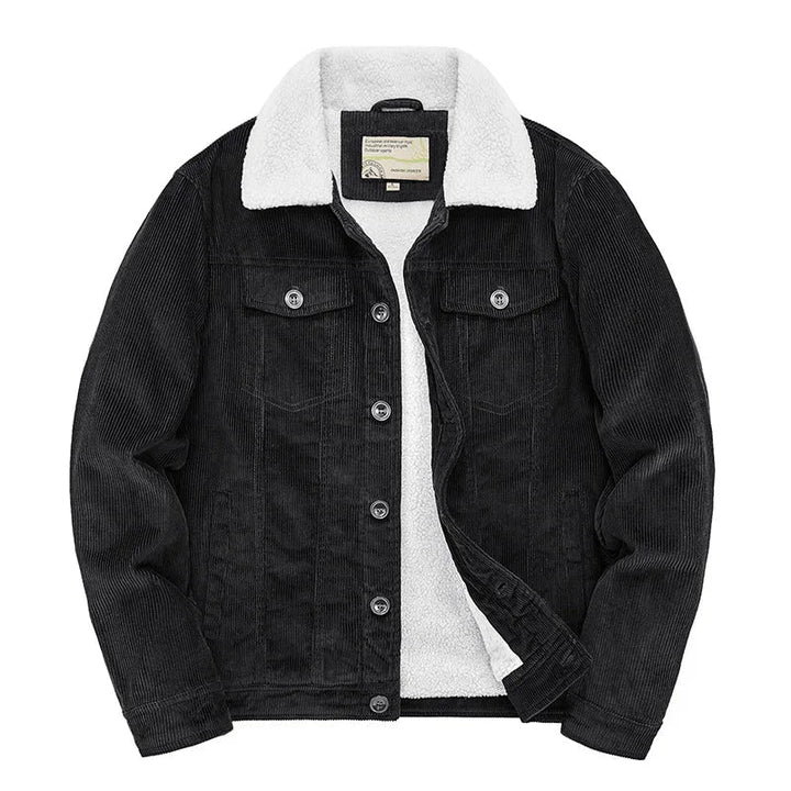 Men's Sherpa-Lined Jacket | Vintage Suede | Winter - Black