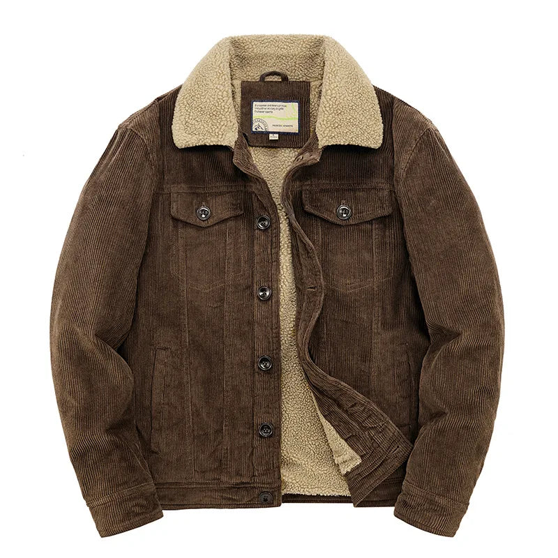 Men's Sherpa-Lined Jacket | Vintage Suede | Winter - Brown