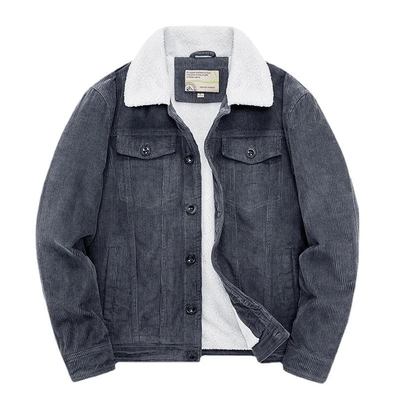 Men's Sherpa-Lined Jacket | Vintage Suede | Winter - Gray