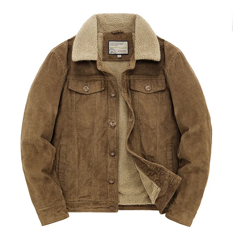 Men's Sherpa-Lined Jacket | Vintage Suede | Winter - Khaki