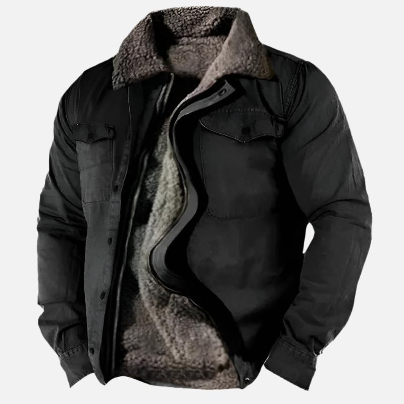 Men's Sherpa-Lined Jacket - Warm Everyday Comfort | Winter - Black