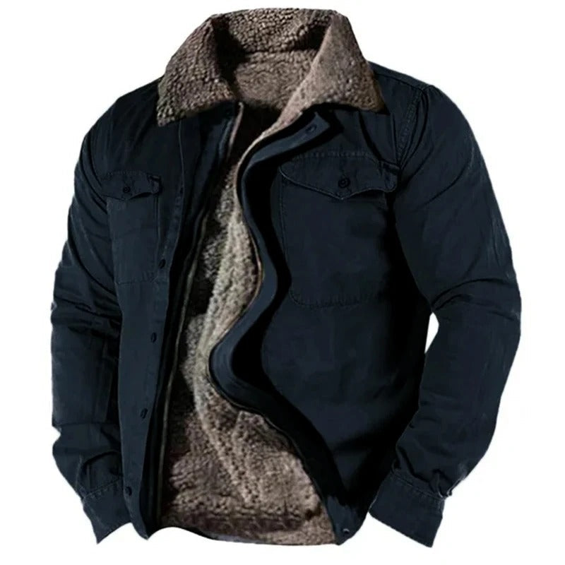 Men's Sherpa-Lined Jacket - Warm Everyday Comfort | Winter - Navy Blue