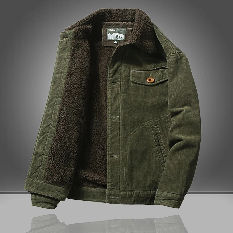 Men's Sherpa Lined Winter Jacket | Canvas | Winter - Green