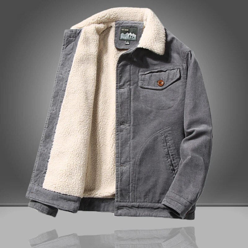 Men's Sherpa Lined Winter Jacket | Canvas | Winter - Grey