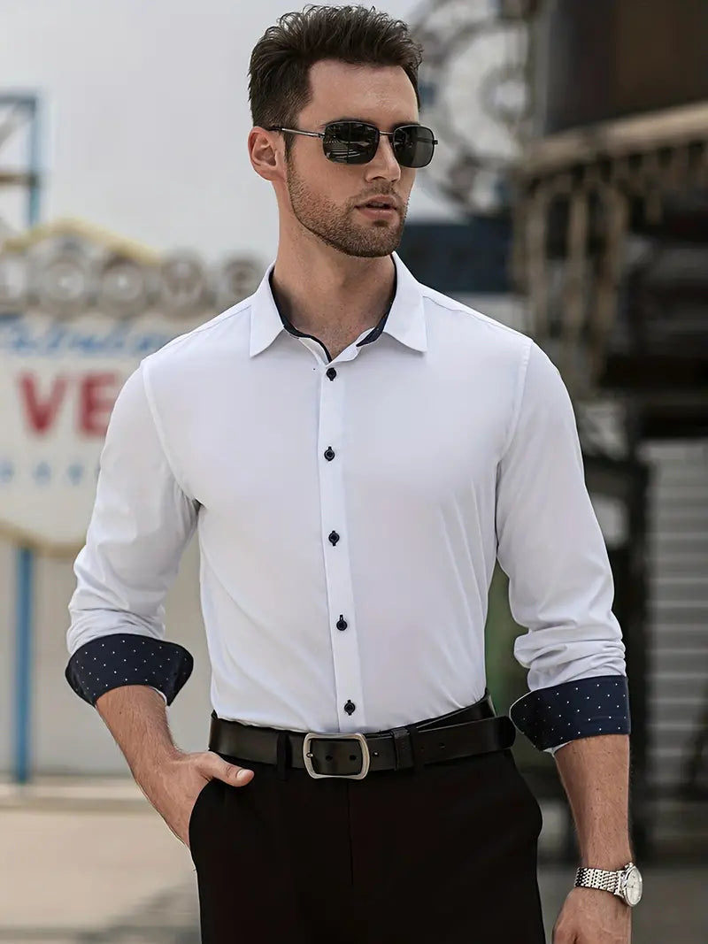 Men's Shirt | Button-Down | Long Sleeve | Summer - White