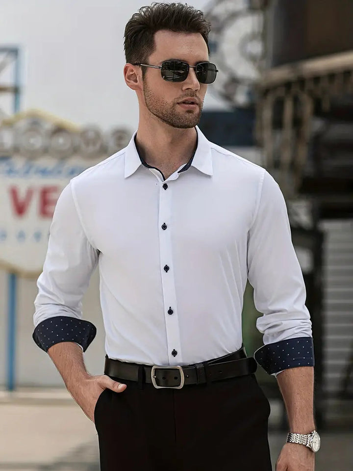 Men's Shirt | Button-Down | Long Sleeve | Summer - White
