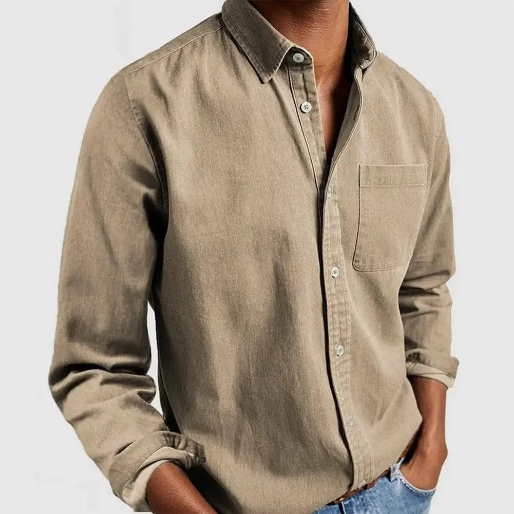 Men's Shirt | Casual | Long Sleeve | Spring - Brown