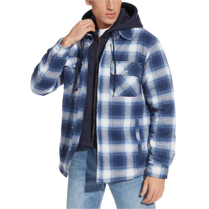 Men's Shirt Jacket | Plaid | With Hood | Autumn