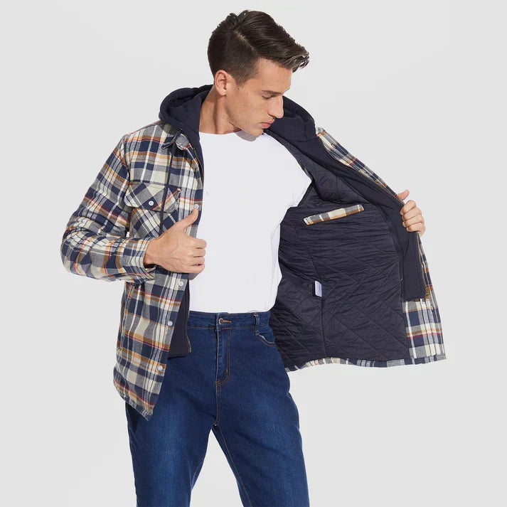 Men's Shirt Jacket | Plaid | With Hood | Autumn