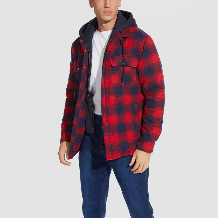 Men's Shirt Jacket | Plaid | With Hood | Autumn
