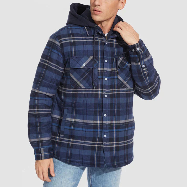 Men's Shirt Jacket | Plaid | With Hood | Autumn