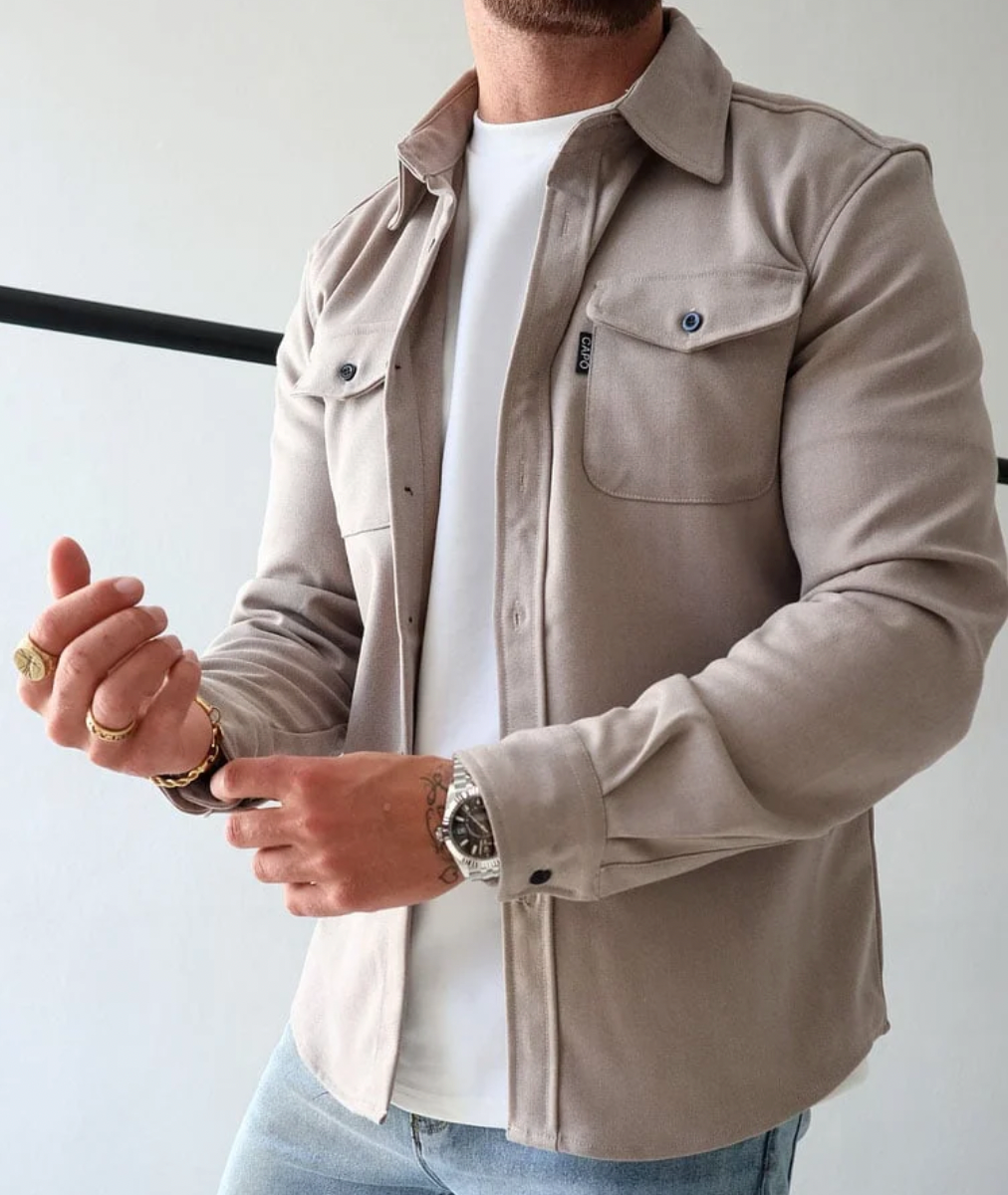 Men's Shirt Jacket | Tailored | Hybrid | Autumn - Beige