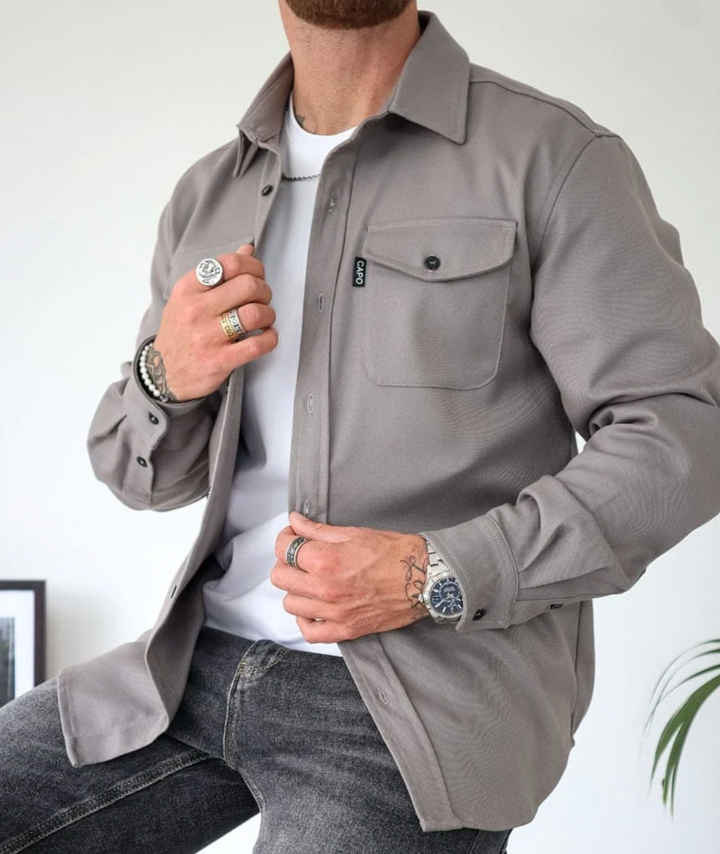 Men's Shirt Jacket | Tailored | Hybrid | Autumn - Gray