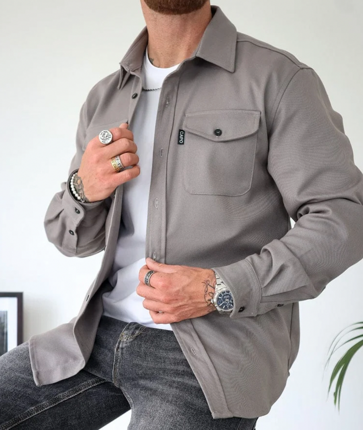 Men's Shirt Jacket | Tailored | Hybrid | Autumn - Gray