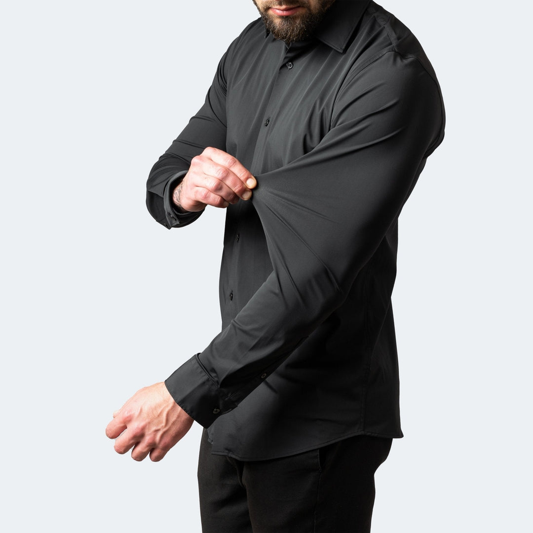 Men's Shirt | Long Sleeve | Stretch | Spring - Black