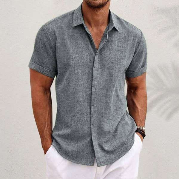 Men's Shirt | Open-Front | Short Sleeve | Summer - Gray
