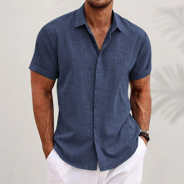 Men's Shirt | Open-Front | Short Sleeve | Summer - Royal Blue