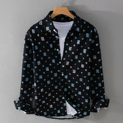 Men's Shirt | Printed | Short Sleeve | Spring - Black