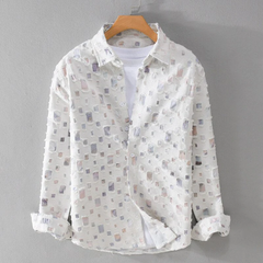 Men's Shirt | Printed | Short Sleeve | Spring - White