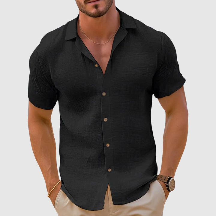 Men's Shirt | Relaxed Crew Neck | Summer - Black