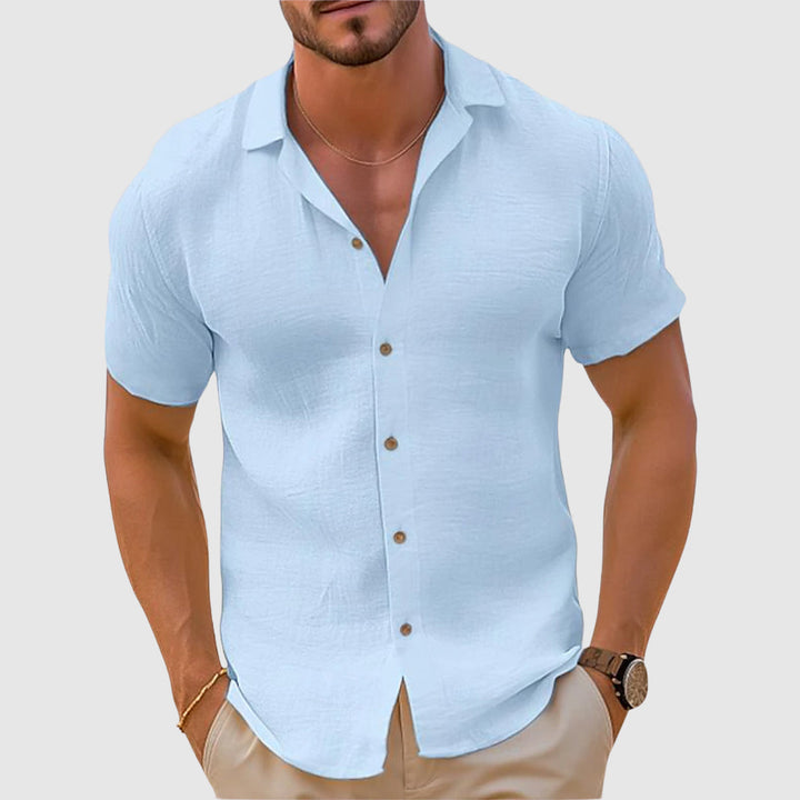Men's Shirt | Relaxed Crew Neck | Summer - Blue
