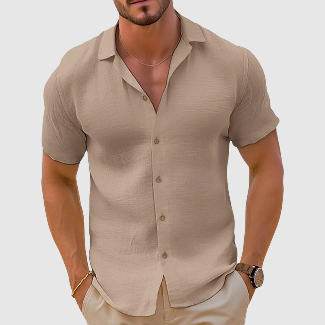 Men's Shirt | Relaxed Crew Neck | Summer - Khaki