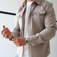 Men's Shirt | Slim Fit | Button-Up | Autumn - Beige