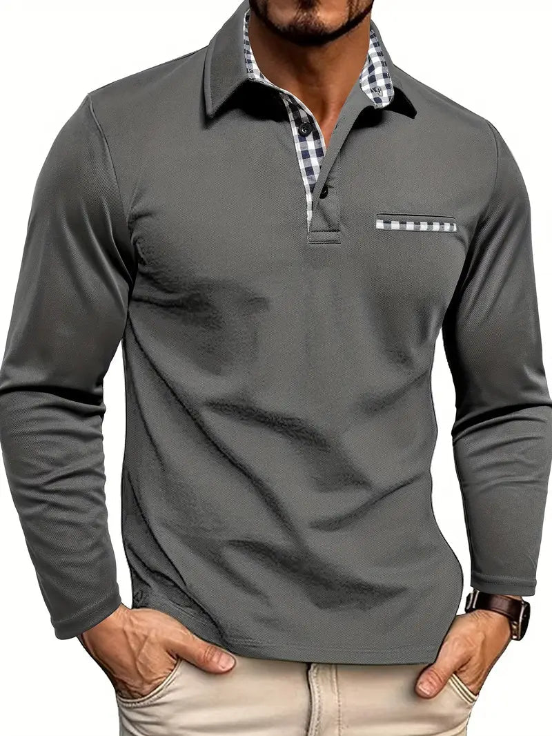 Men's Shirt | Slim Fit | Long Sleeve Button | Autumn - Gray