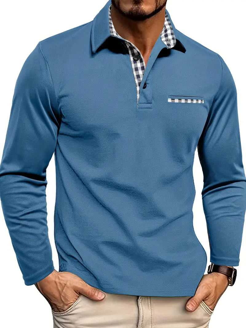 Men's Shirt | Slim Fit | Long Sleeve Button | Autumn - Pale Blue