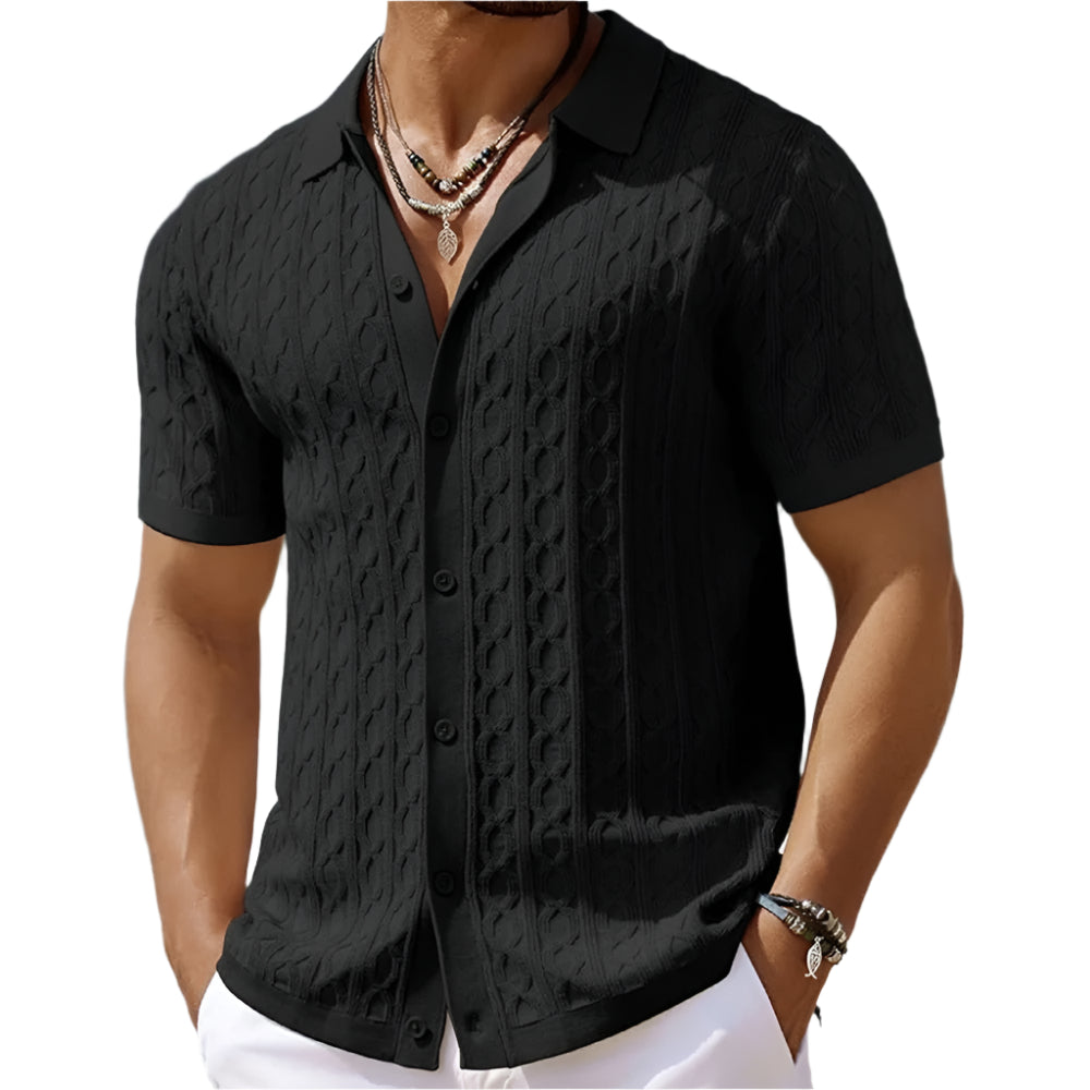 Men's Shirt | Slim Fit | Textured | Summer - Black