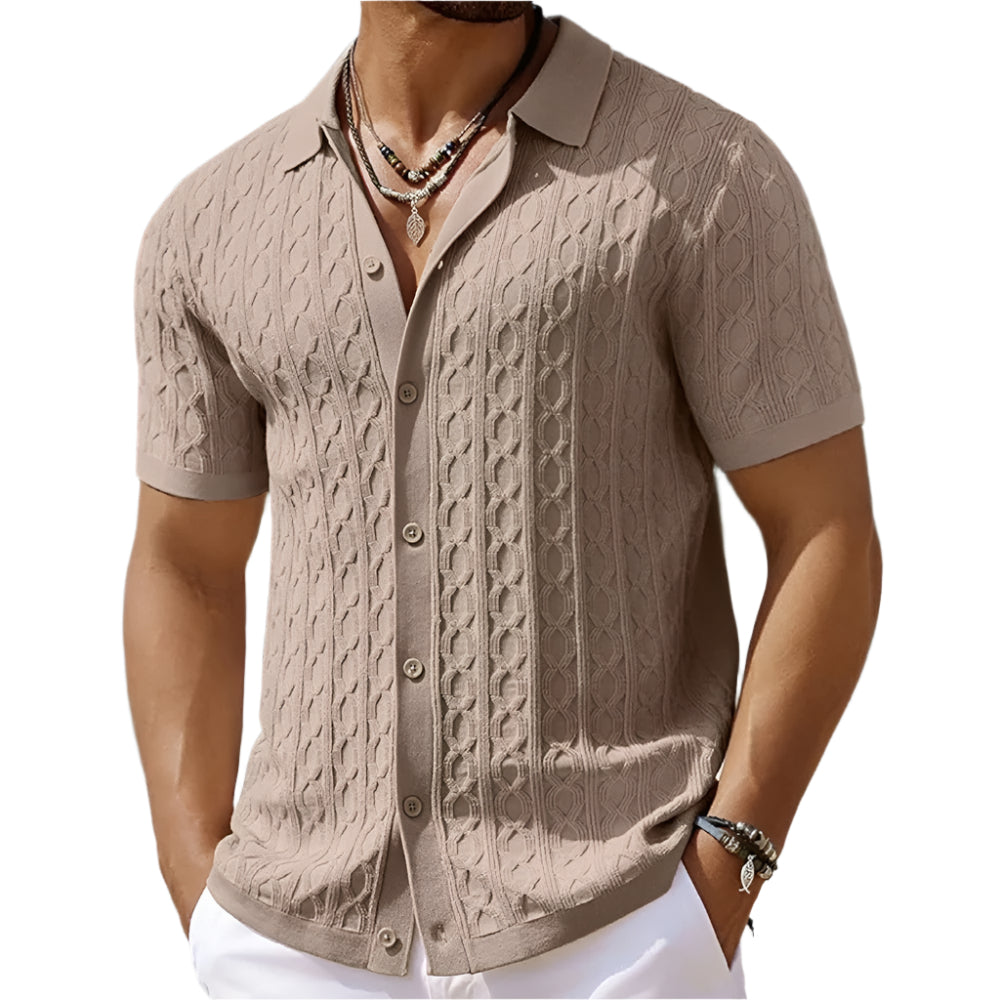Men's Shirt | Slim Fit | Textured | Summer - Khaki