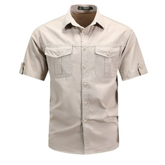 Men's Shirt | Straight Fit | Button Front | Summer - Beige