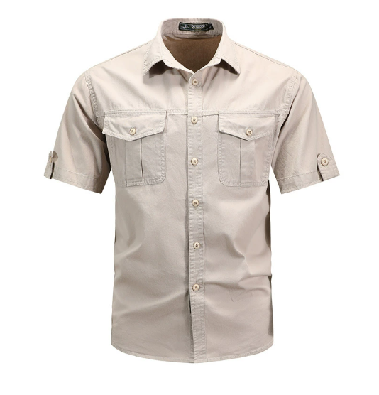 Men's Shirt | Straight Fit | Button Front | Summer - Beige