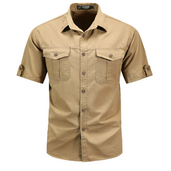Men's Shirt | Straight Fit | Button Front | Summer - Khaki