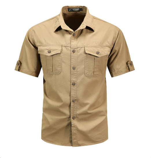 Men's Shirt | Straight Fit | Button Front | Summer - Khaki