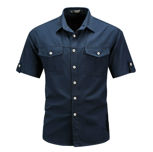 Men's Shirt | Straight Fit | Button Front | Summer - Navy
