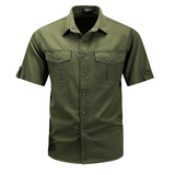 Men's Shirt | Straight Fit | Button Front | Summer - Olive