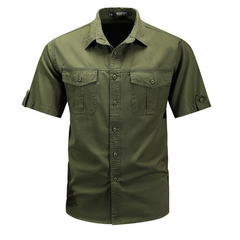 Men's Shirt | Straight Fit | Button Front | Summer - Olive