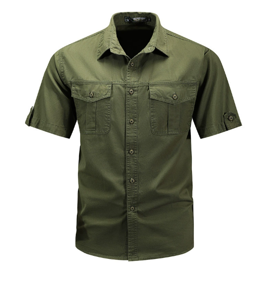 Men's Shirt | Straight Fit | Button Front | Summer - Olive