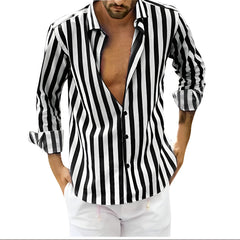 Men's Shirt | Striped | Short Sleeve | Summer - Black