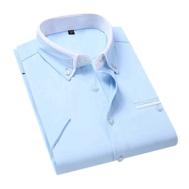 Men's Short Sleeve Button-Up Shirt - Classic Collar | Spring - Light Blue