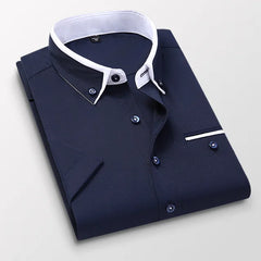 Men's Short Sleeve Button-Up Shirt - Classic Collar | Spring - Navy