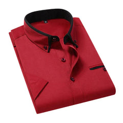 Men's Short Sleeve Button-Up Shirt - Classic Collar | Spring - Red