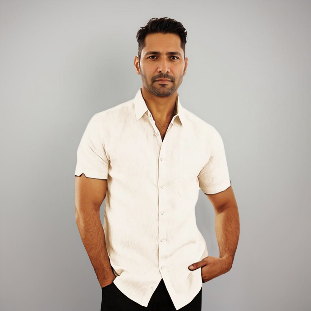 Men's Short-Sleeve Shirt | Casual | Summer - Cream