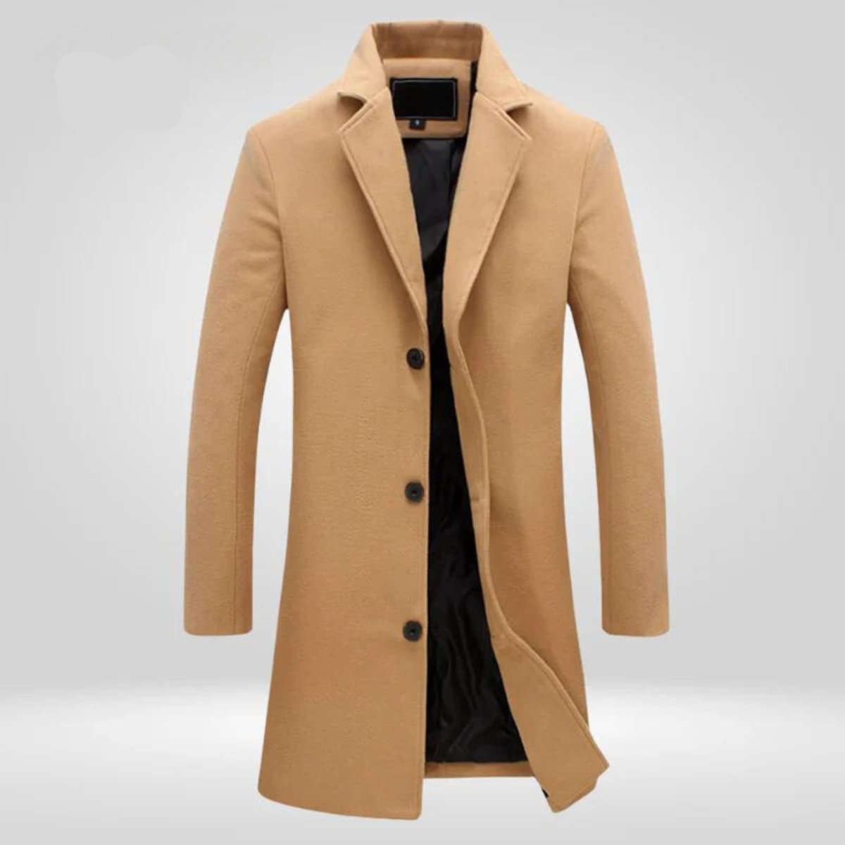 Men's Single-Breasted Wool Overcoat Notch Lapel - Knee-Length | Autumn - Camel