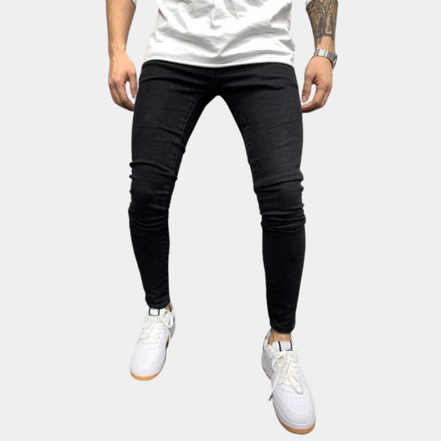 Men's Skinny Fit Stretch Jeans - Modern Tapered Cut | Fall - Black