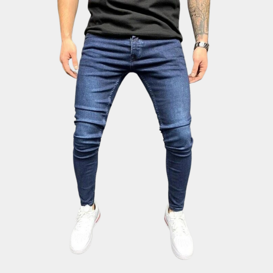 Men's Skinny Fit Stretch Jeans - Modern Tapered Cut | Fall - Navy