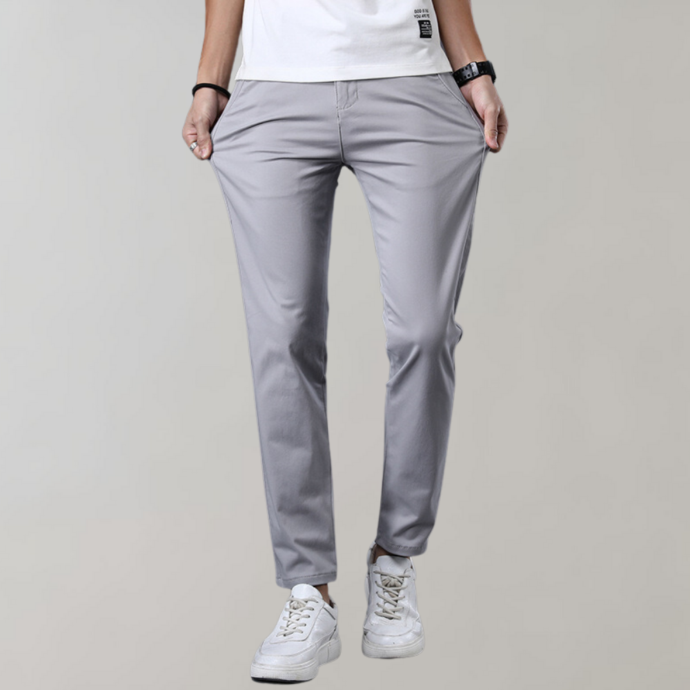 Men's Slim Fit Chino Pants - Classic Summer Style - Grey