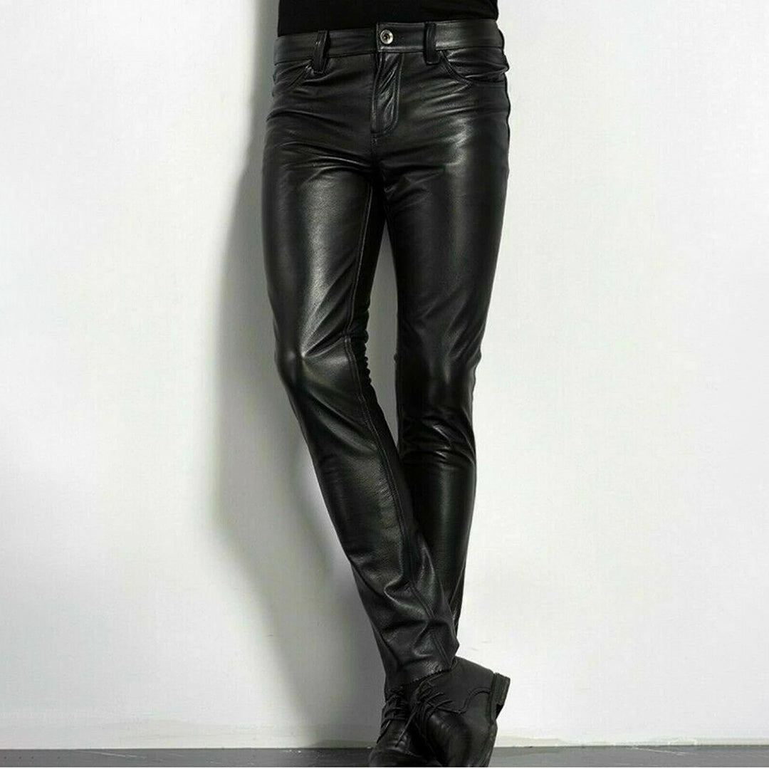 Men's Slim Fit Faux Leather Pants | Edgy | Autumn